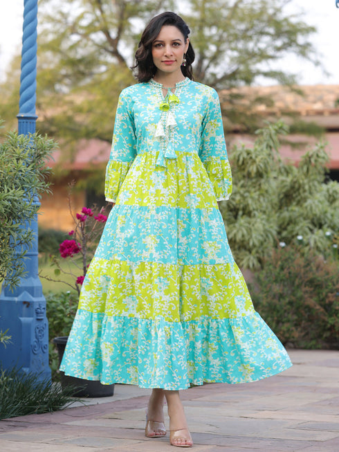 Women Printed Flared Sleeves Anarkali Kurta